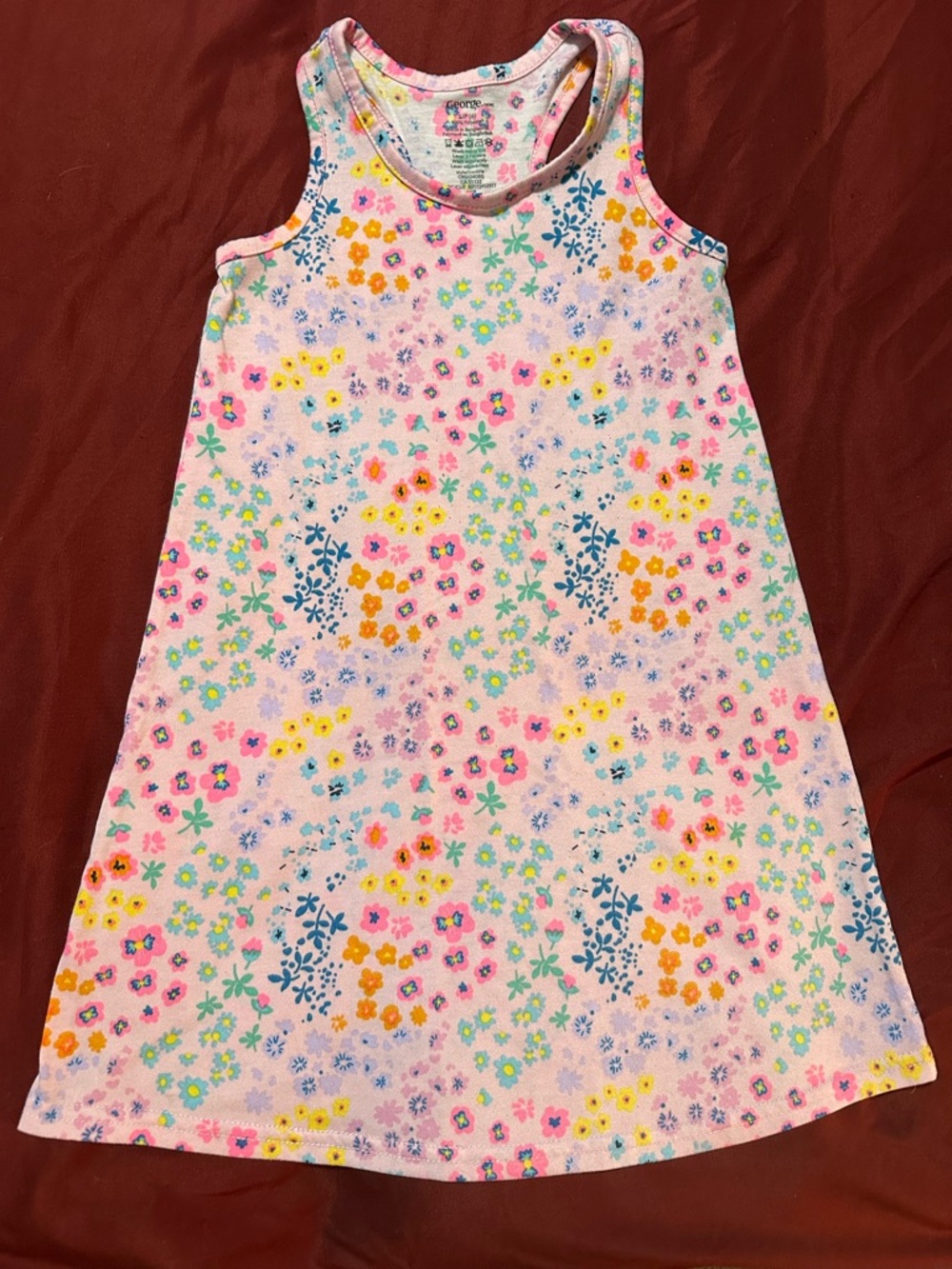 George Pink Floral Tank Nightgown with Multicolor Flowers